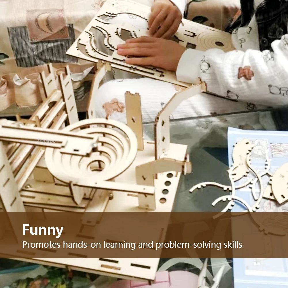 3D Wooden Mechanical Marble Run Puzzle